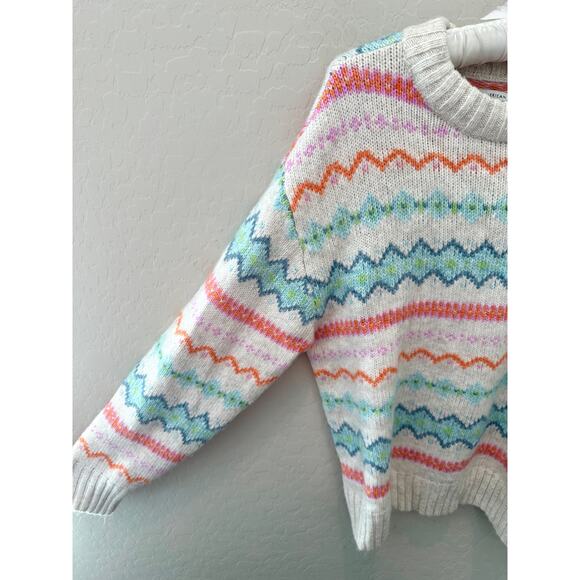 AMERICAN EAGLE | Fair Isle Knit Sweater White Multicolor Striped NWT | Small - Picture 3 of 8